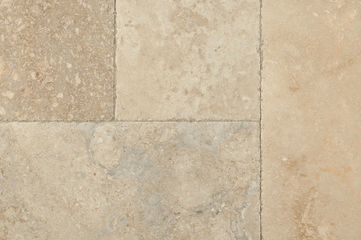 Antique Pattern Travertine Flooring Tiles — Mina Rustic / Brushed, Chiseled, and Partially Filled