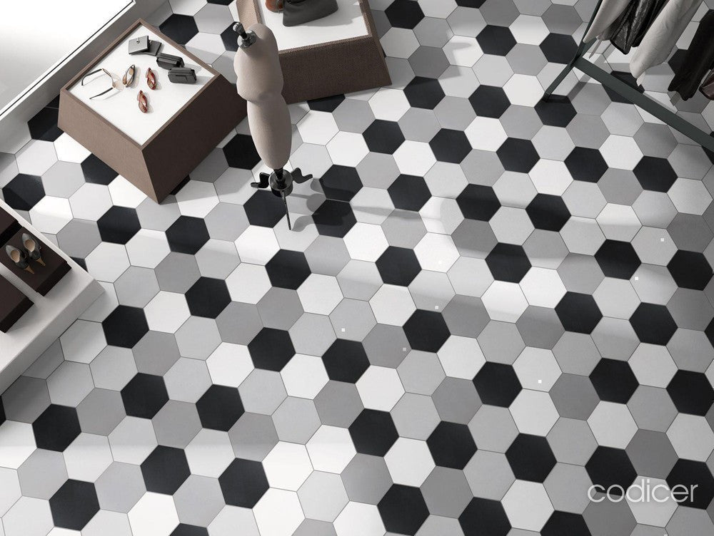Basic Hex Black 8x10 Matte Porcelain Tile