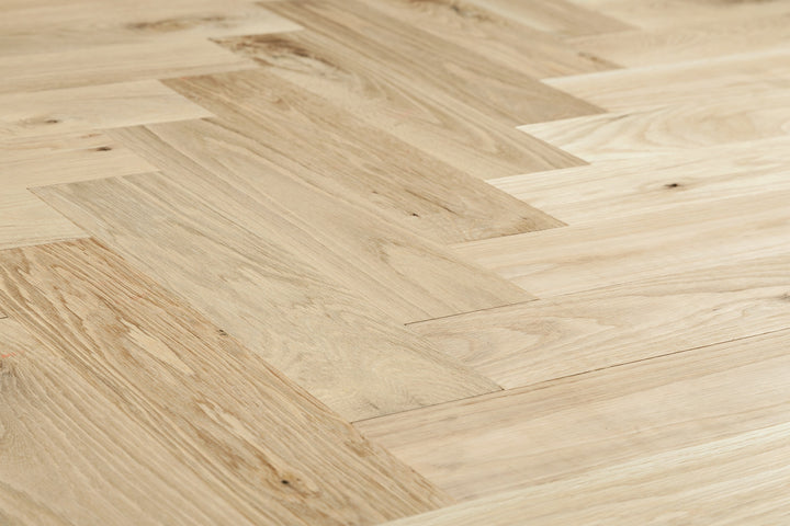 Plank - Herringbone White Oak Unfinished Flooring — Natural
