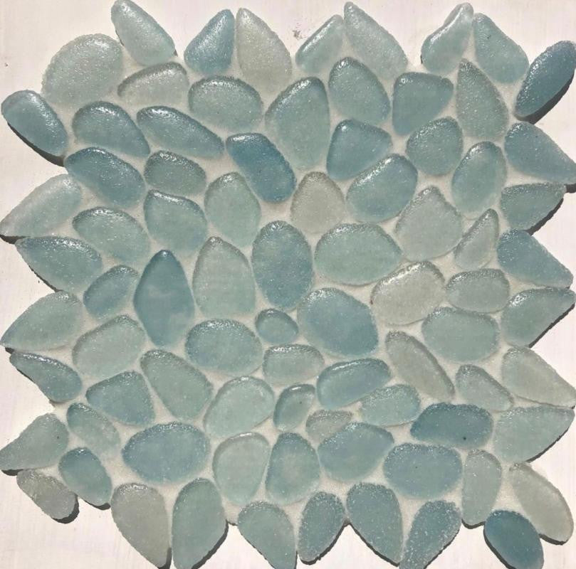 Liquid Rocks Aqua Blue Glass Mosaic Tile 12x12 Sheet
