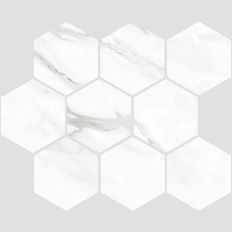 Carenza Bianca 4" Hex Matte Porcelain Mosaic Tile 12x12 Sheet