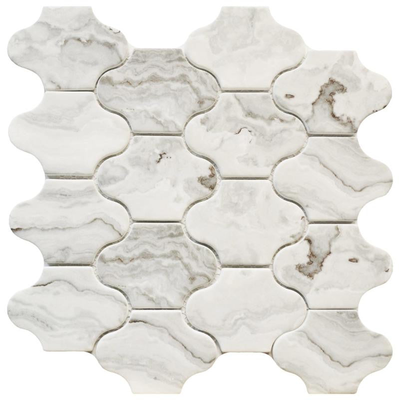 Grey Marbling Lantern Glass Mosaic Tile 12x12 Sheet