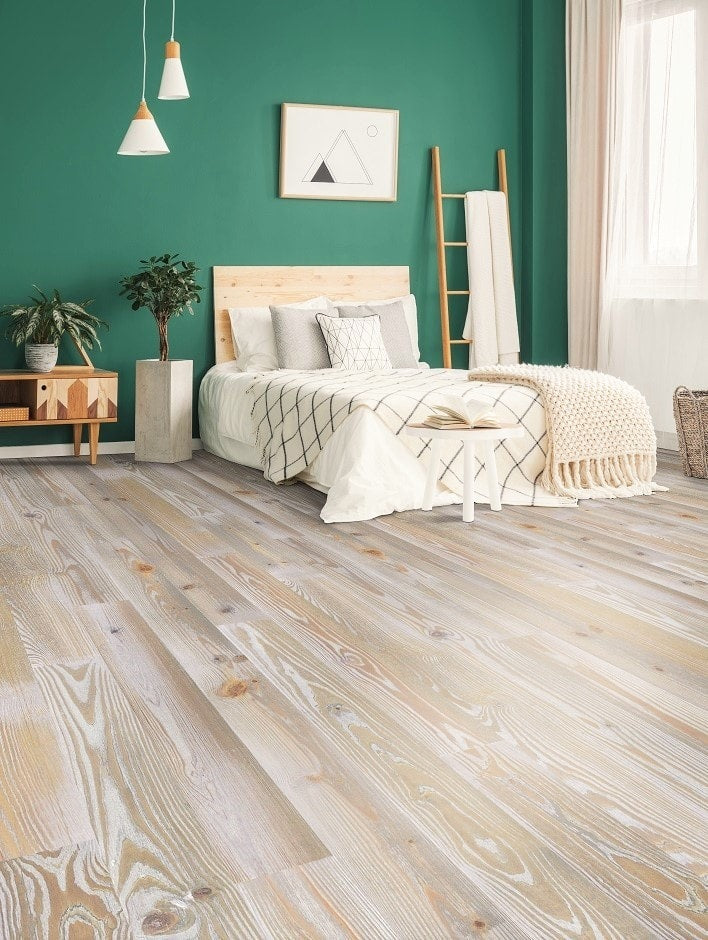 American Pine Wirebrushed Solid Hardwood Flooring — Coastal Gray