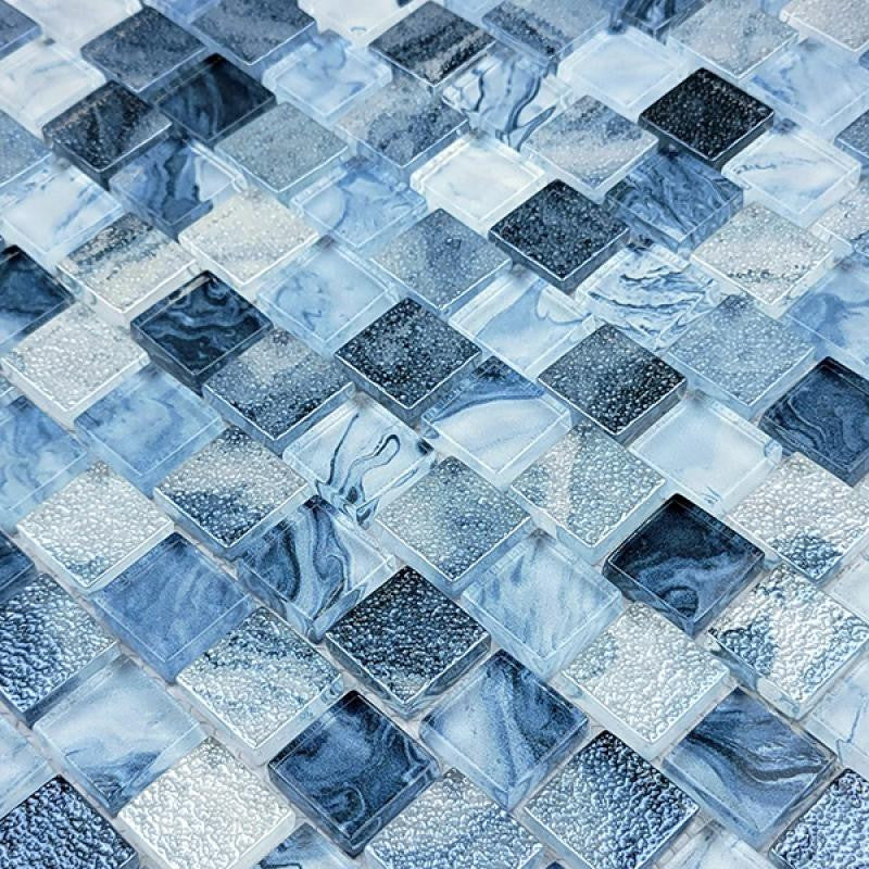 Arctic Blue 1x1 Glass Mosaic Tile 12x12 Sheet