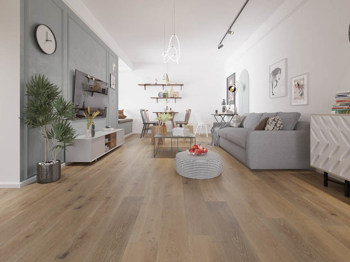 Grand Width 9.5in White Oak Engineered Hardwood Flooring — Riverbed