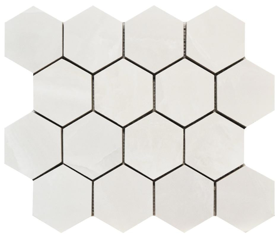 Era Elegant White 3" Hex Matte Porcelain Mosaic Tile 12x12