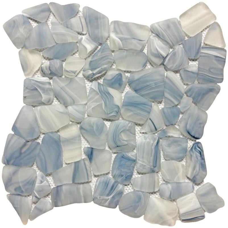 Sea Blue Pebble Glass Mosaic Tile 12x12 Sheet