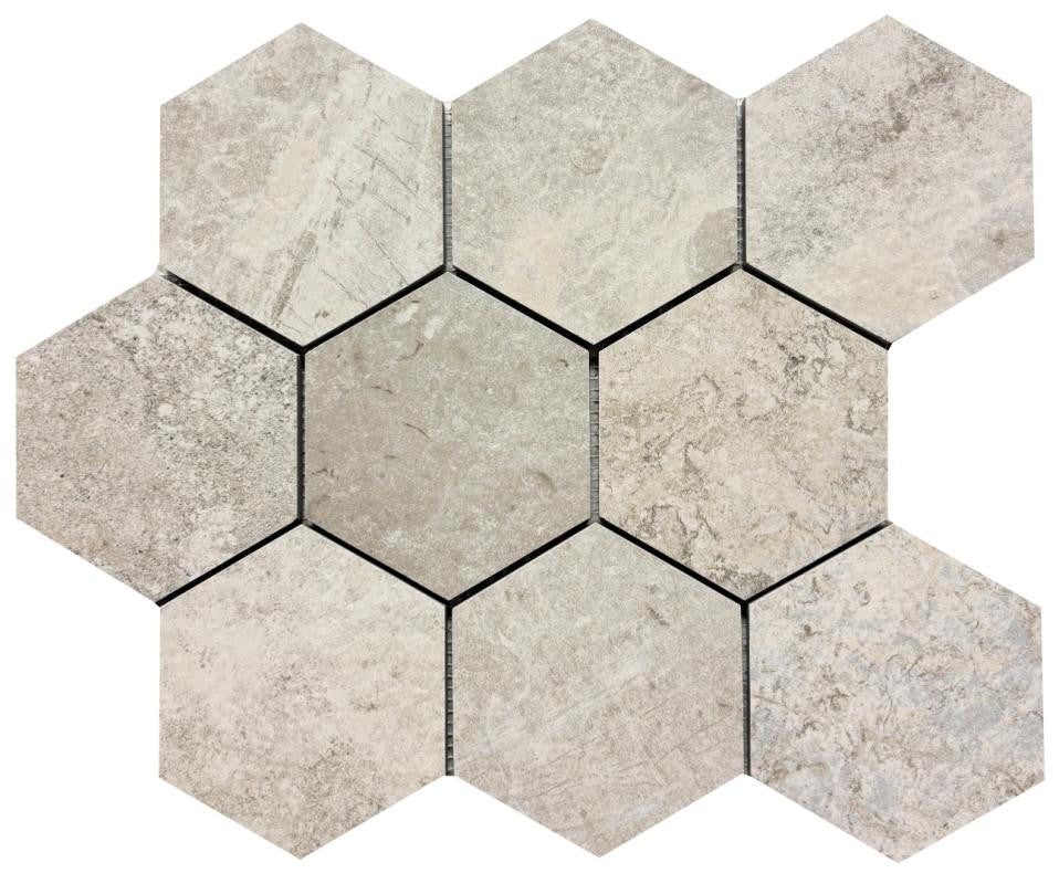 Erding Pearl 4" Hex Matte Porcelain Mosaic Tile 11x14 Sheet