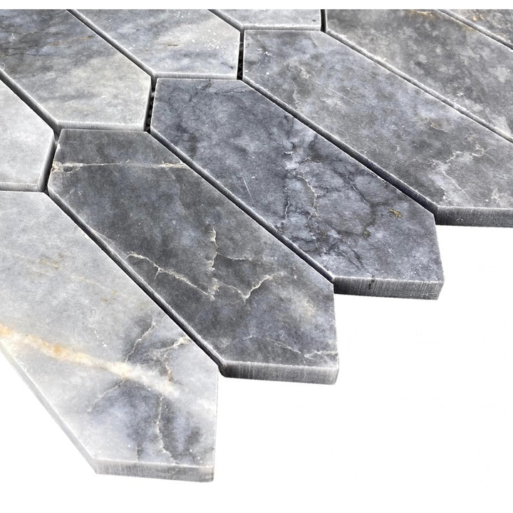 Luna Sky Marble - Mesh Mosaic Tile Collection — Strada Pattern - Honed