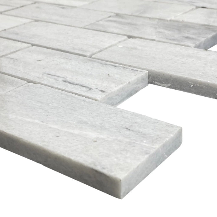 Solto White Marble - Mesh Mosaic Tile Collection — 2" x 4" Brick - Honed