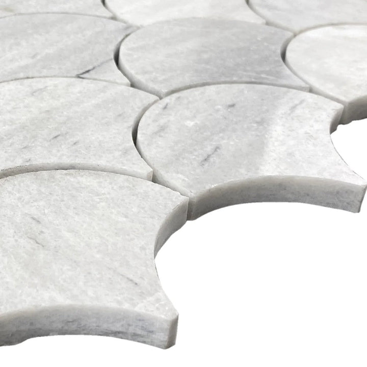 Solto White Marble - Mesh Mosaic Tile Collection — Laguna Pattern - Honed