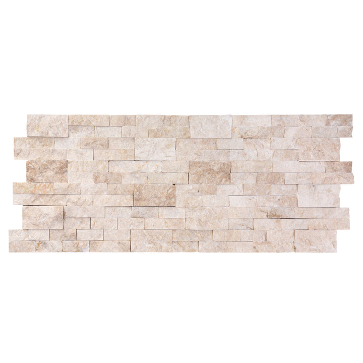Natural Marble Ledger Panel Collection — Split-Face / Cappucino 3D Ledger Panel 6" x 24"