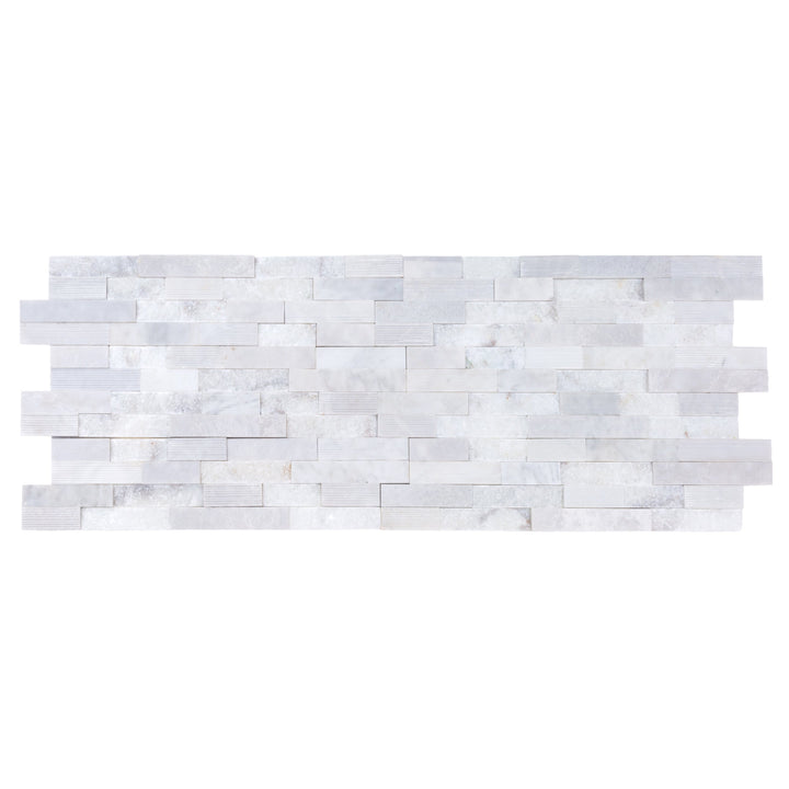 Natural Marble Ledger Panel Collection — Split-Face / Lincoln White 3D Ledger Panel 6" x 24"