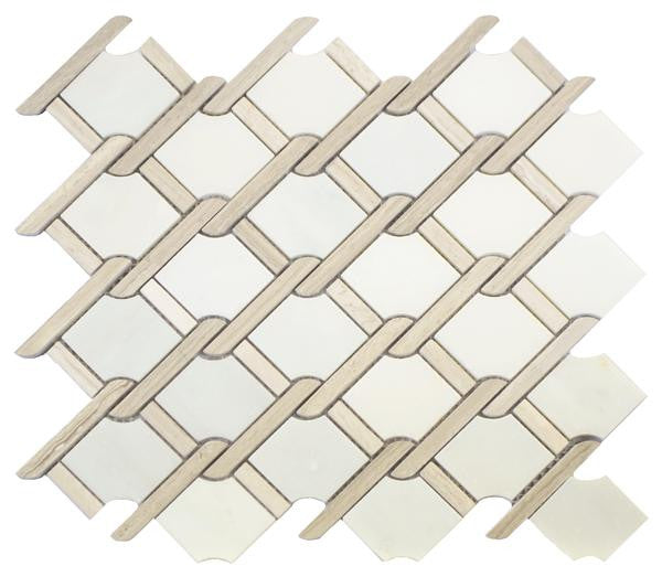 Timber Grey and Carrara Marble Mosaic Tile 11x13 Sheet