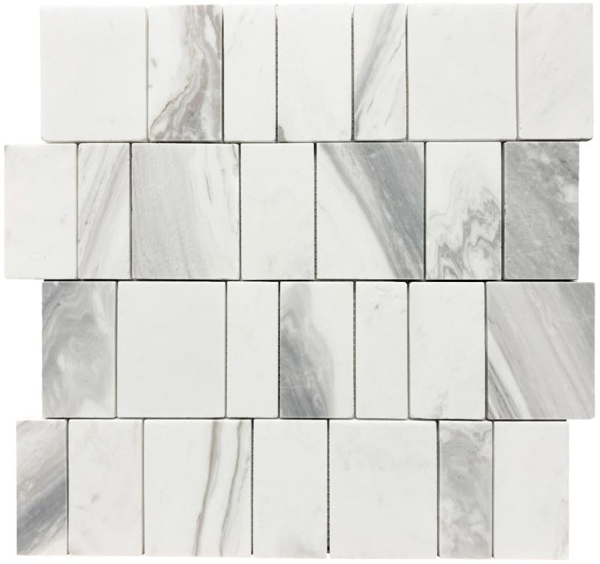 Skyscape White Piano 12x12 Honed Marble Mosaic Tile