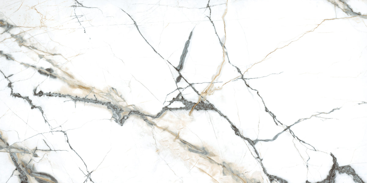 Pietra Marme de Milano 24x48 matte marble look porcelain tile, close up of the marble veining