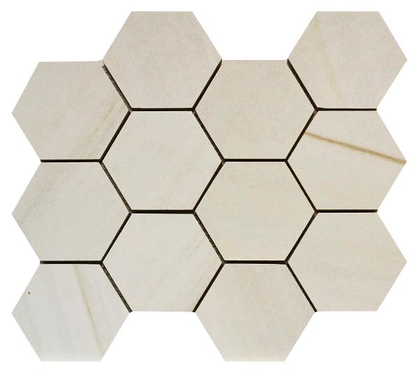 Canova Lasa White 3" Hex Matte Porcelain Mosaic Tile 14x12