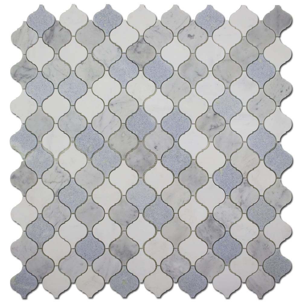 Larger view of our Carrara Blue Celeste Marble Mosaic Tile