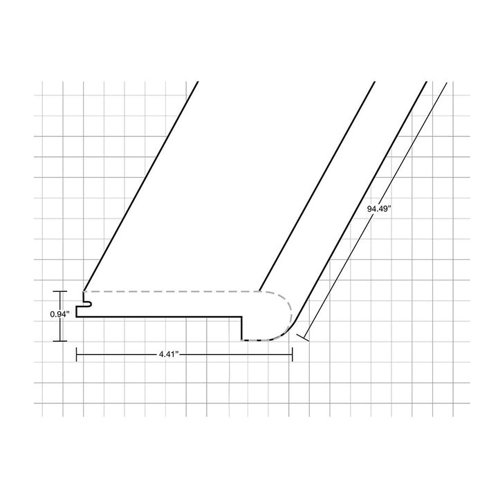 Vinyl Moldings - XL Silva Collection - Nocturne Blade — Flush Stair Nose