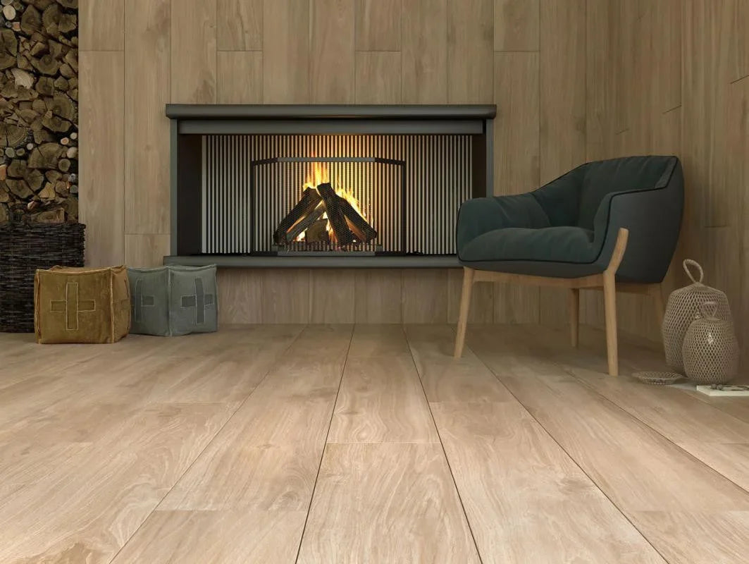 Wood look porcelain tile floor