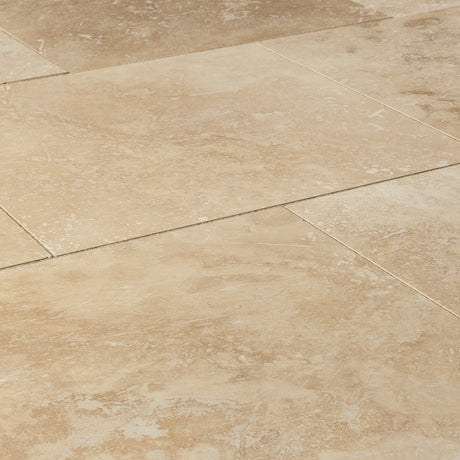 Honed and Filled Travertine Flooring Tiles in Oasis Beige Premium - 18"x18"x1/2"