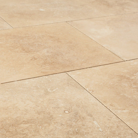 Honed and Filled Travertine Flooring Tiles in Denizli Beige Standard - 12"x12"