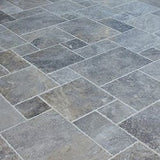 Antique Pattern Travertine Flooring Tiles in Silver Premium