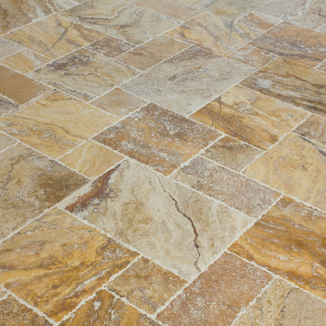 Antique Pattern Travertine Flooring Tiles in Scabos Standard