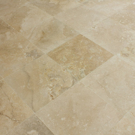 Honed and Filled Travertine Flooring Tiles in Mina Rustic - 12"x24"x1/2"