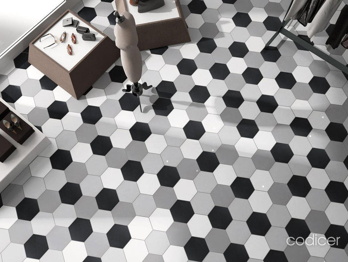 Basic Hex Silver 8x10 Matte Porcelain Tile 2