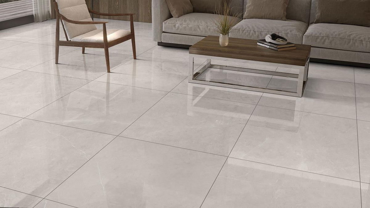 Amani Light Grey 32x32 Glossy Porcelain Floor Tile