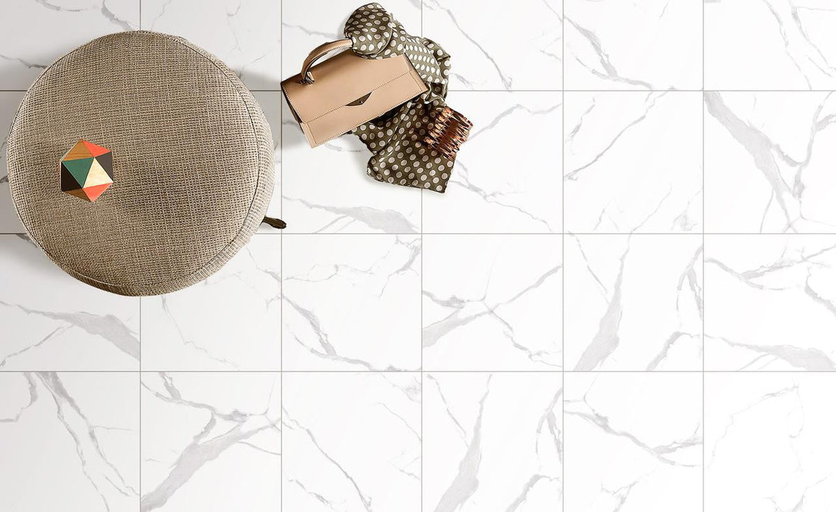 Carrara White 13x13 Matte Marble Look Porcelain Tile