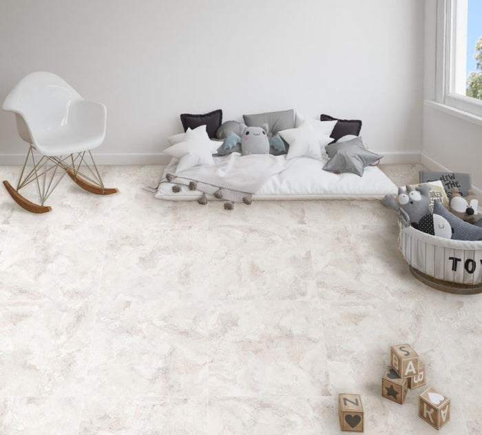 Rapolano White Polished 24x24 Travertine Look Porcelain Tile 2