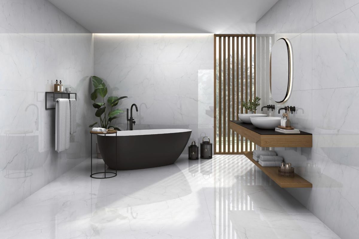 Caryn Bianco 40x40 Satin Stone Look Porcelain Tile