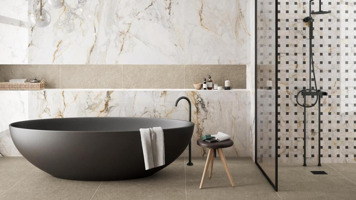 Pisa Gold Polished 18x36 Marble Look Porcelain Tile