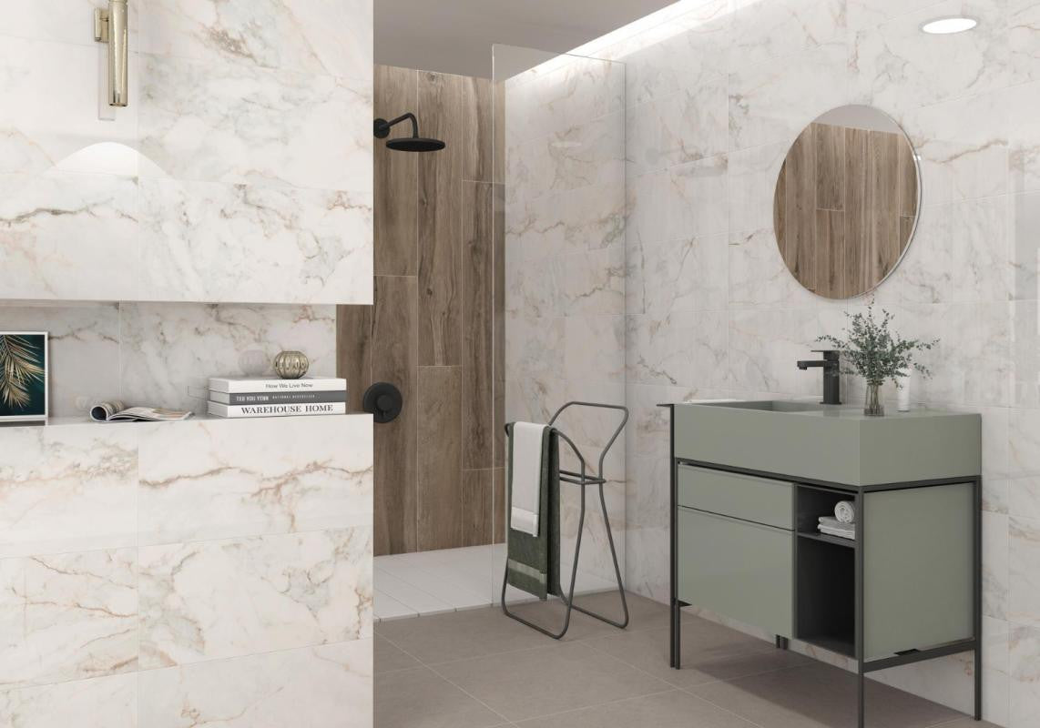 Pisa Gold Polished 18x36 Marble Look Porcelain Tile