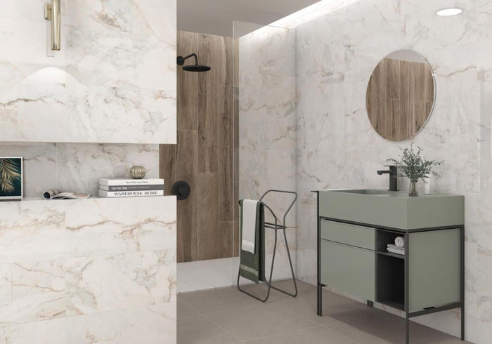 Pisa Gold Polished 18x36 Marble Look Porcelain Tile 2