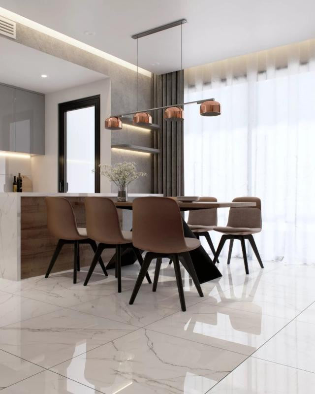 Olimpo 28x28 Polished Marble Look Porcelain Tile 2