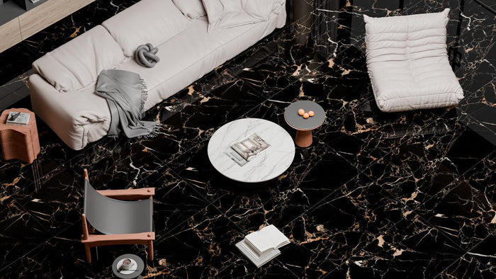 Nero Laurent 24x48 Polished Black Marble Look Porcelain Tile 2