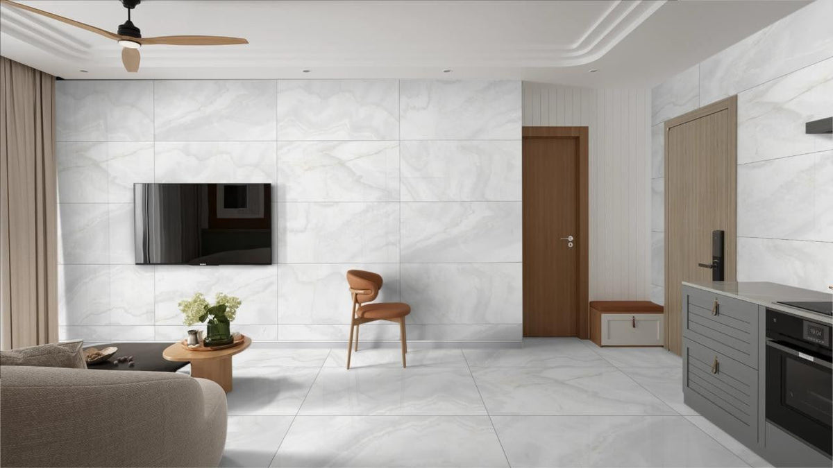 White Opal Polished 24x48 Porcelain Tile
