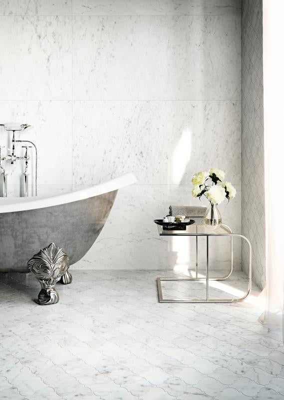 Marmorea Carrara 24x24 Polished Marble Look Porcelain Tile