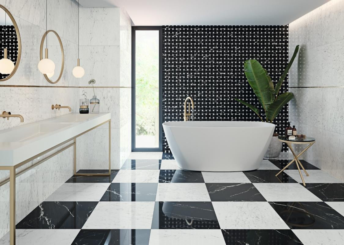Marmorea Carrara 24x24 Polished Marble Look Porcelain Tile