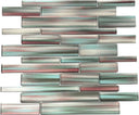 Teal Frost and Clear Glass Strips Mosaic Tile 12x12 Sheet
