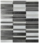 Black and Gray Vertical Basalt Glass Mosaic Tile 12x13 Sheet