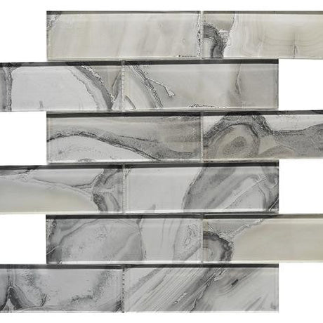 Platinum 2x6 Glass Mosaic Tile 12x12