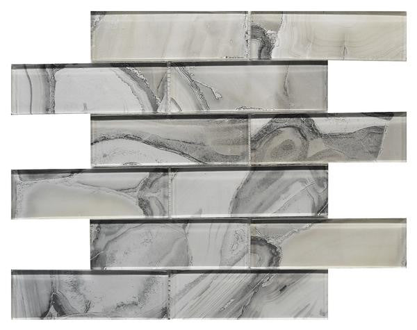 Platinum 2x6 Glass Mosaic Tile 12x12