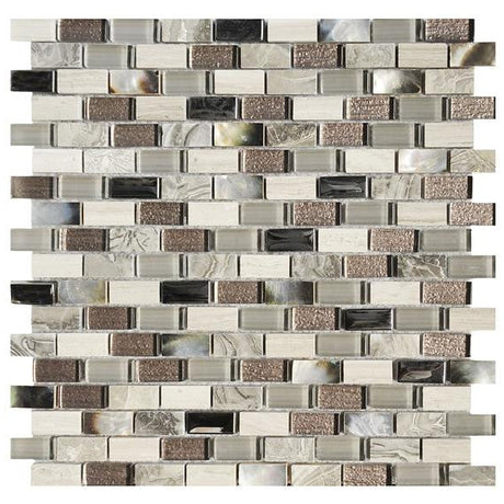 Nacar Stone and Glass Brick Mosaic Tile 12x12 Sheet