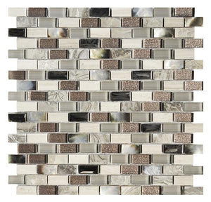 Nacar Stone and Glass Brick Mosaic Tile 12x12 Sheet