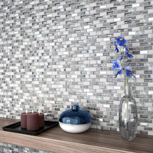 Nacar Stone and Glass Brick Mosaic Tile 12x12 Sheet