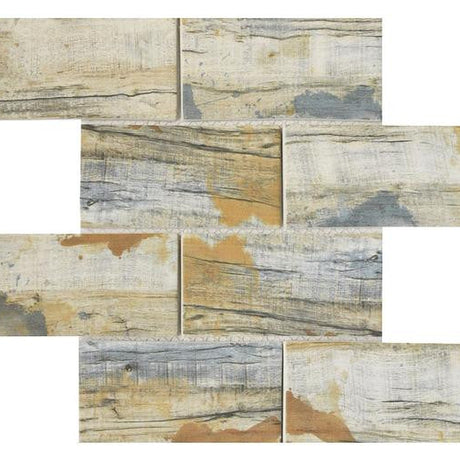 Bark Bay 3x6 Glass Mosaic Tile 12x12 Sheet
